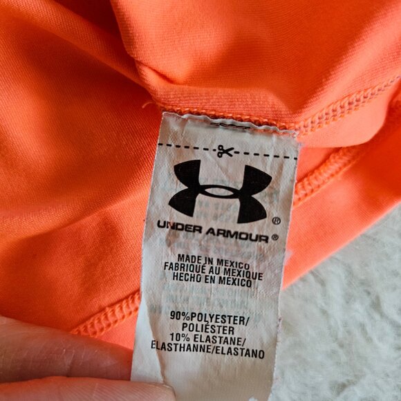 Under Amour Women's Orange Fitted Heatgear Short Sleeve Crew-Neck Shirt Size S - Picture 7 of 7